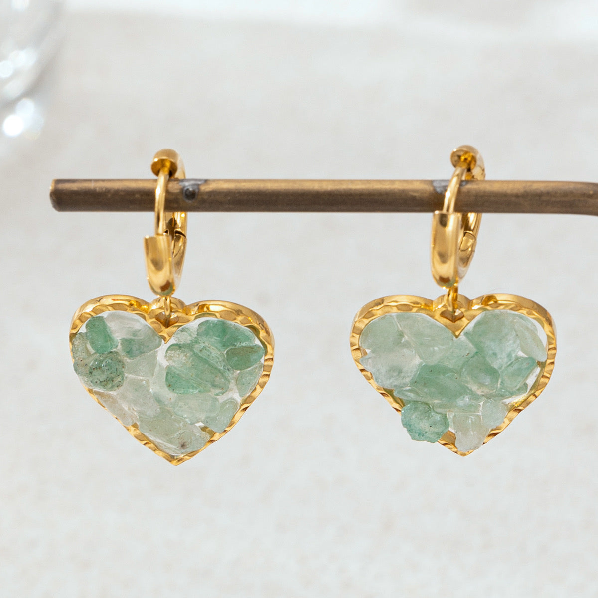 Heart Aventurina Earrings