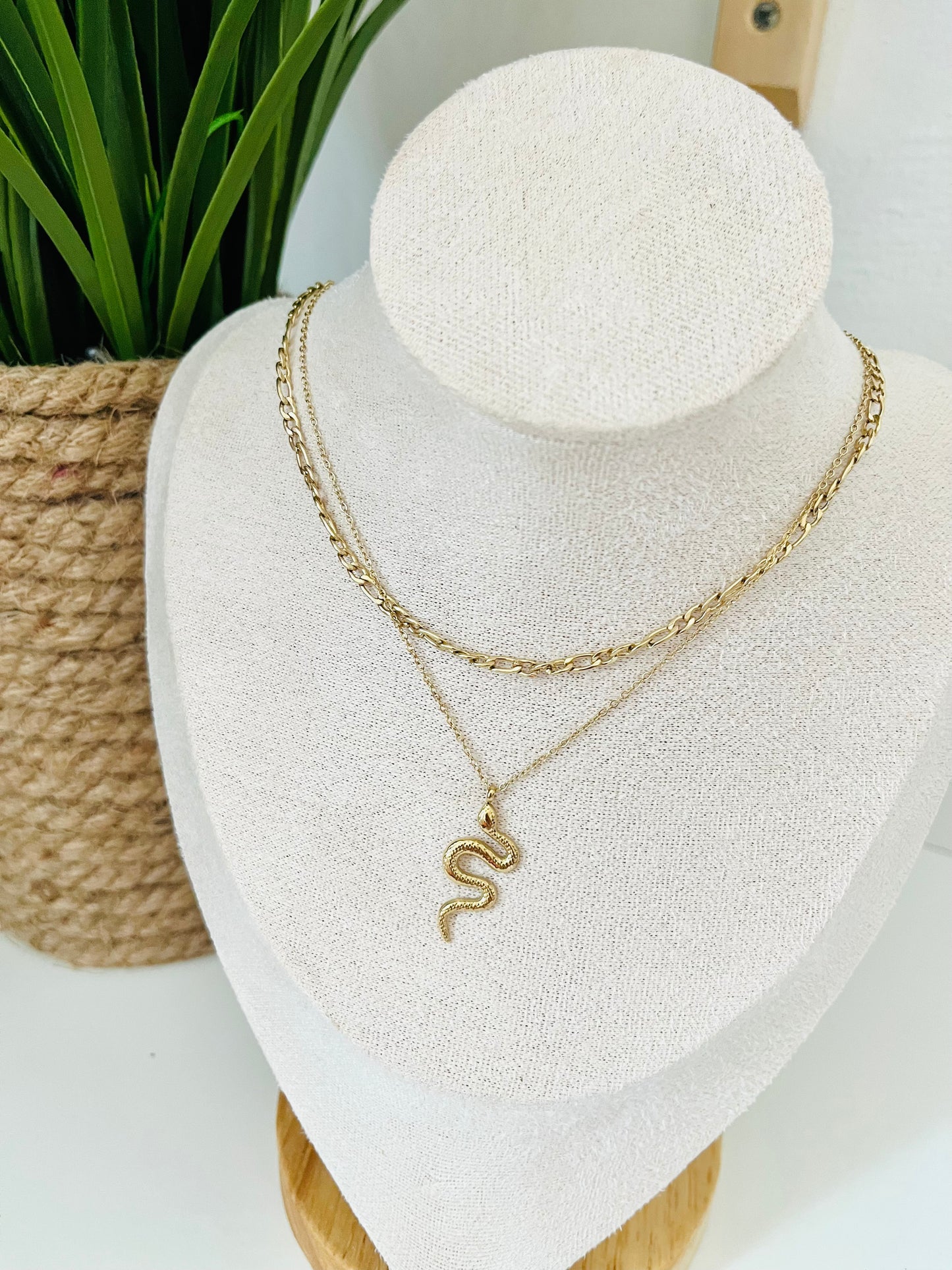 Snake double necklace