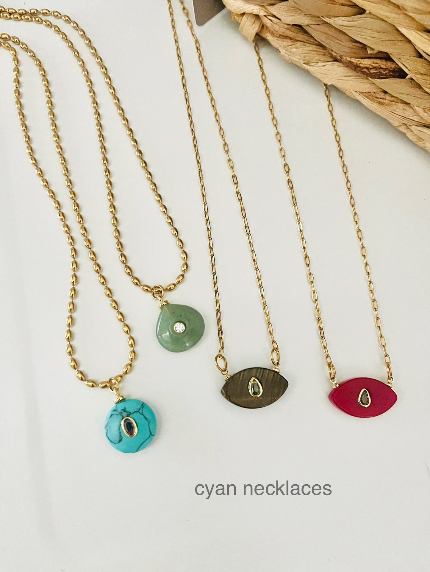 Cyan necklaces